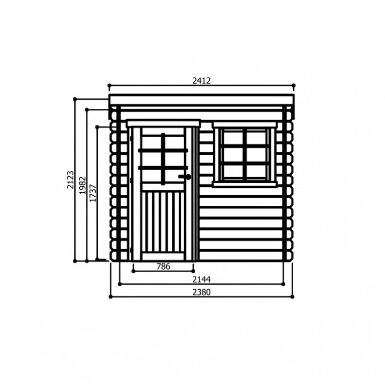 Abri de jardin Nevers - traité - 2,38 x 2,38 m - sapin du Nord certifié - toiture plate - porte simple et fenêtres