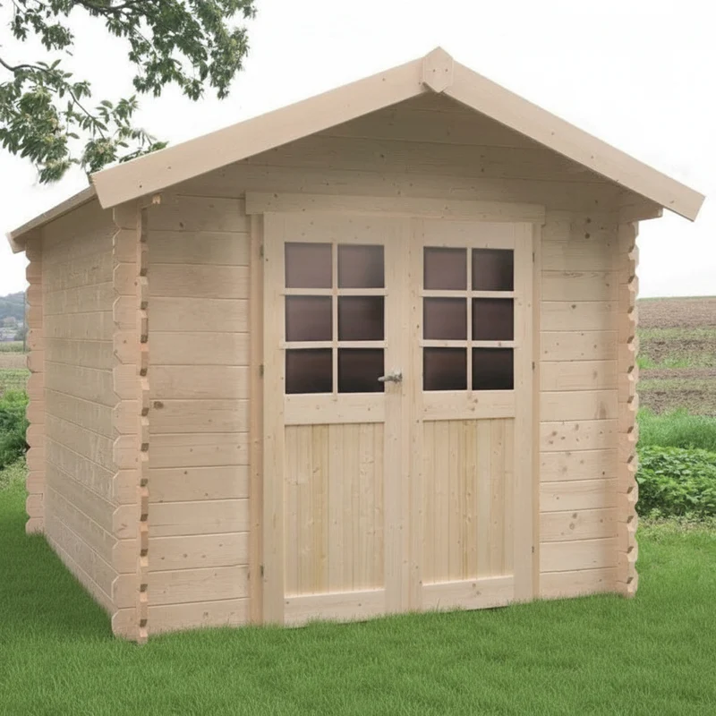 Abri de jardin Nîmes - traité - 2,38 x 2,38 m- sapin du Nord certifié - double-porte avec fenêtres