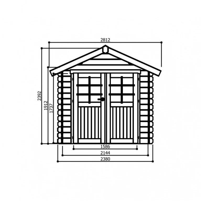Abri de jardin Nîmes - traité - 2,38 x 2,38 m- sapin du Nord certifié - double-porte avec fenêtres