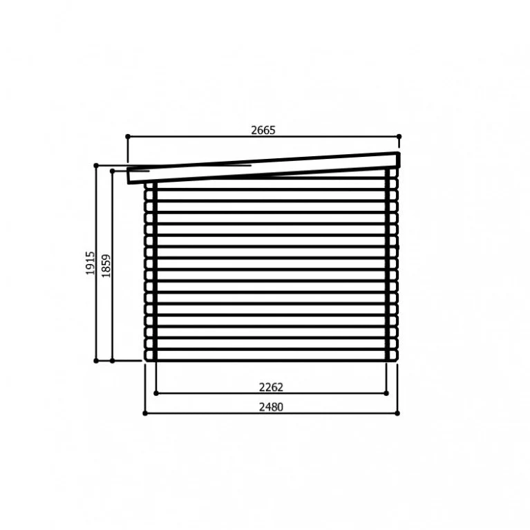 Abri de jardin Hof - 2,48 x 2,48 m - sapin du Nord certifié - toiture plate - double-porte avec fenêtres