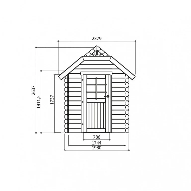 Abri de jardin Galway - 1,98 x 2,98 m - toiture cottage - sapin du Nord certifié - porte avec fenêtre - bois imprégné