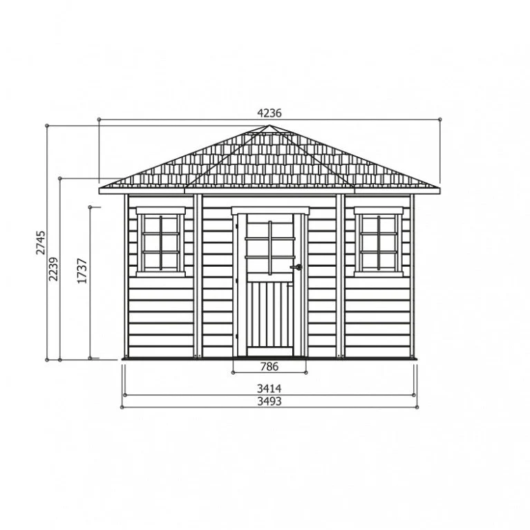Abri de jardin Nancy - 2,55 x 2,55 m - sapin du Nord certifié - toiture pyramidale - porte simple et fenêtres