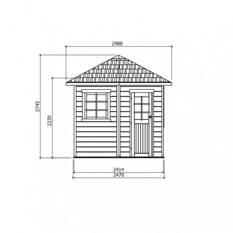 Abri de jardin Nancy - 2,55 x 2,55 m - sapin du Nord certifié - toiture pyramidale - porte simple et fenêtres