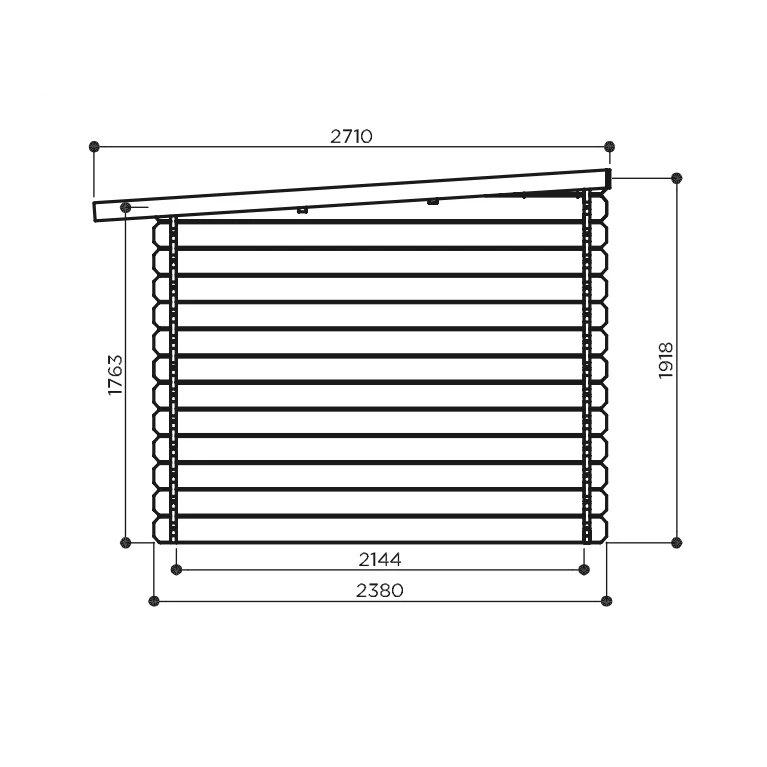 Abri de jardin Keiko - 2,38 x 2,38 m - sapin du Nord certifié - toiture plate avec pente légère - double-porte avec fenêtres