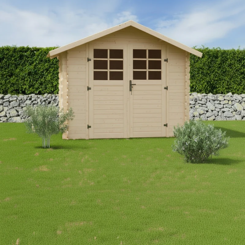 Abri de jardin Nina - 2, 98 x 1,98 m - sapin du Nord certifié - double-porte avec fenêtres