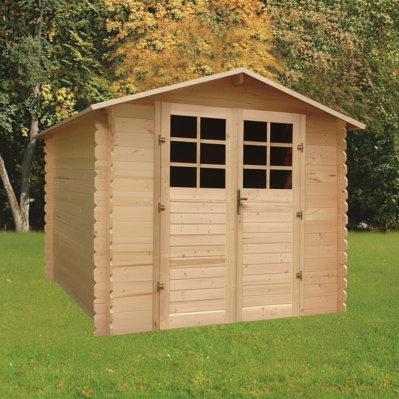 Abri de jardin Guillaume - 2,48 x 2,48 m - sapin du Nord certifié - double-porte avec fenêtres