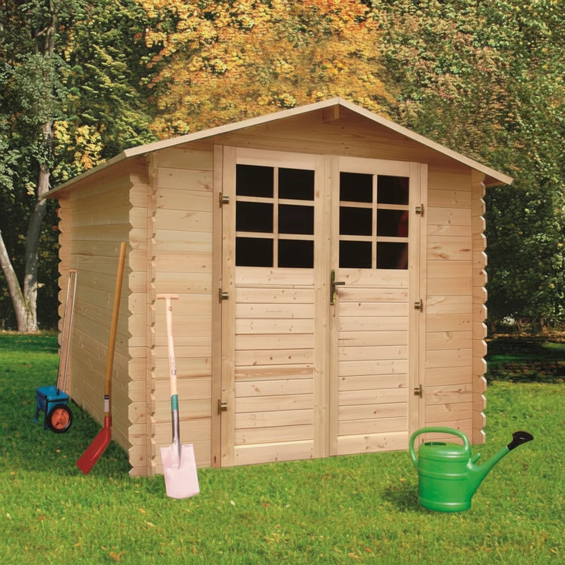 Abri de jardin Guillaume - 2,48 x 2,48 m - sapin du Nord certifié - double-porte avec fenêtres
