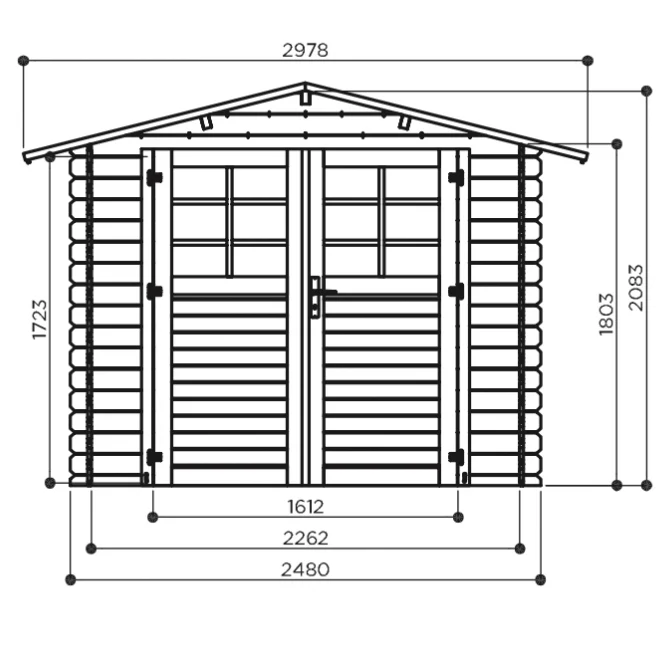 Abri de jardin Guillaume - 2,48 x 2,48 m - sapin du Nord certifié - double-porte avec fenêtres