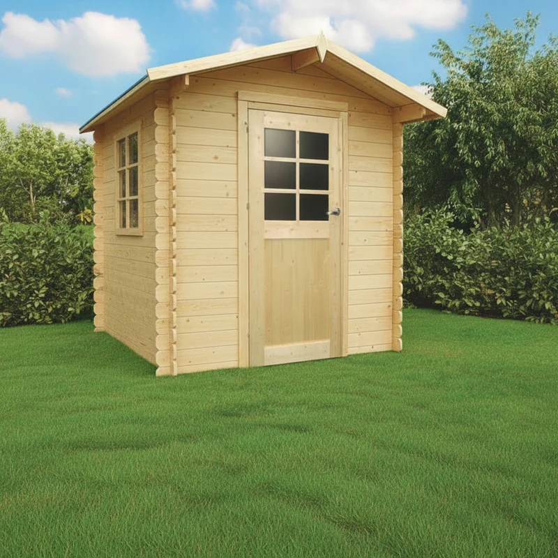 Abri de jardin Essen - 1,98 x 1,98 m - sapin du Nord certifié - porte simple avec fenêtre