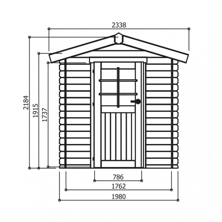 Abri de jardin Essen - 1,98 x 1,98 m - sapin du Nord certifié - porte simple avec fenêtre