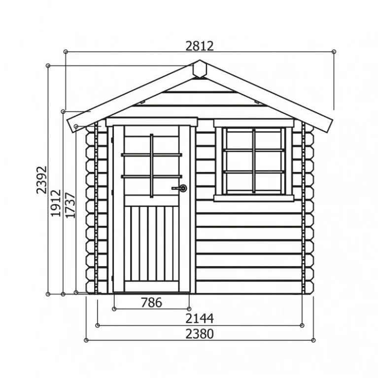 Abri de jardin Laval - 2,38 x 1,98 m - sapin du Nord certifié - porte et fenêtres