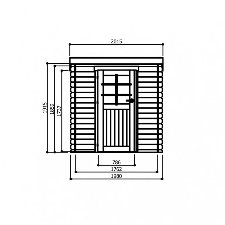Abri de jardin Passau - 1,98 x 1,98 m - sapin du Nord certifié - toiture plate - porte simple avec fenêtre