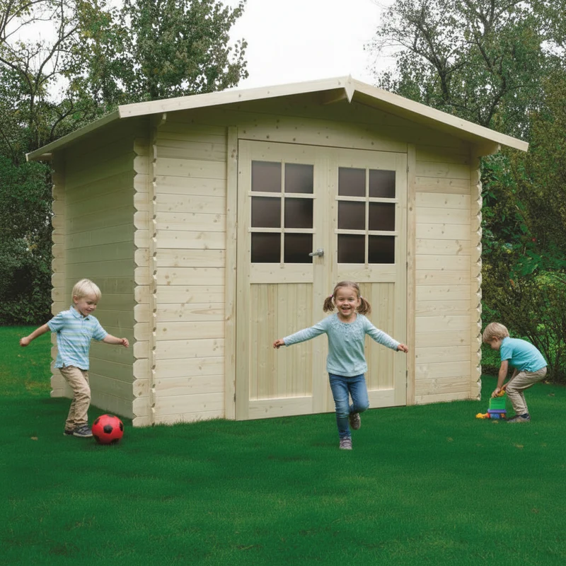 Abri de jardin Dresden - 2,48 x 1,98 m - sapin du Nord certifié - double-porte avec fenêtres
