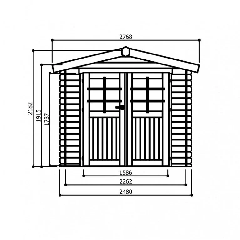 Abri de jardin Dresden - 2,48 x 1,98 m - sapin du Nord certifié - double-porte avec fenêtres
