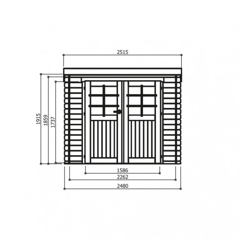Abri de jardin Stendal - 2,48 x 1,98 m - sapin du Nord certifié - toiture plate - double-porte avec fenêtres