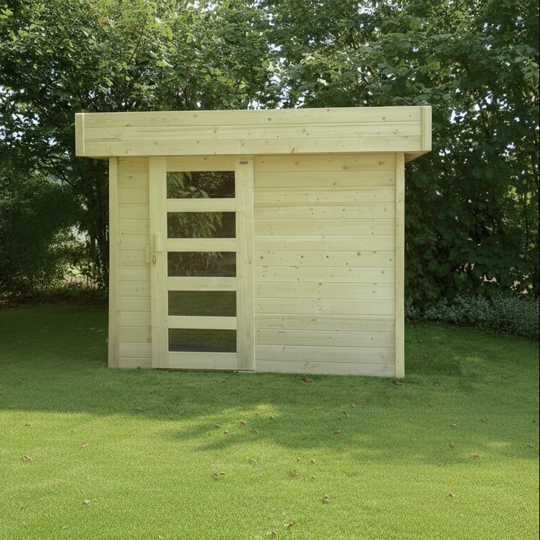 Abri de jardin Bergen - 2,43 x 2,05 m - sapin du Nord certifié - porte simple coulissante