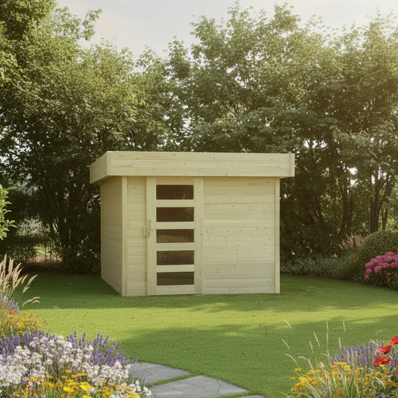 Abri de jardin Bergen - 2,43 x 2,05 m - sapin du Nord certifié - porte simple coulissante