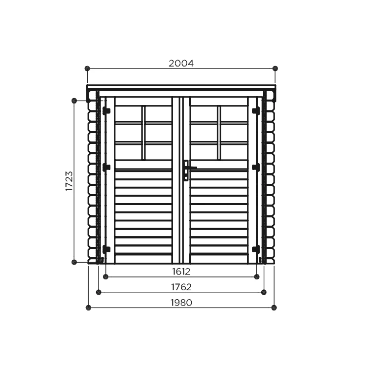 Abri de jardin Calypso - 1,98 x 1,98 m - sapin du Nord certifié - toiture plate - double-porte avec fenêtres