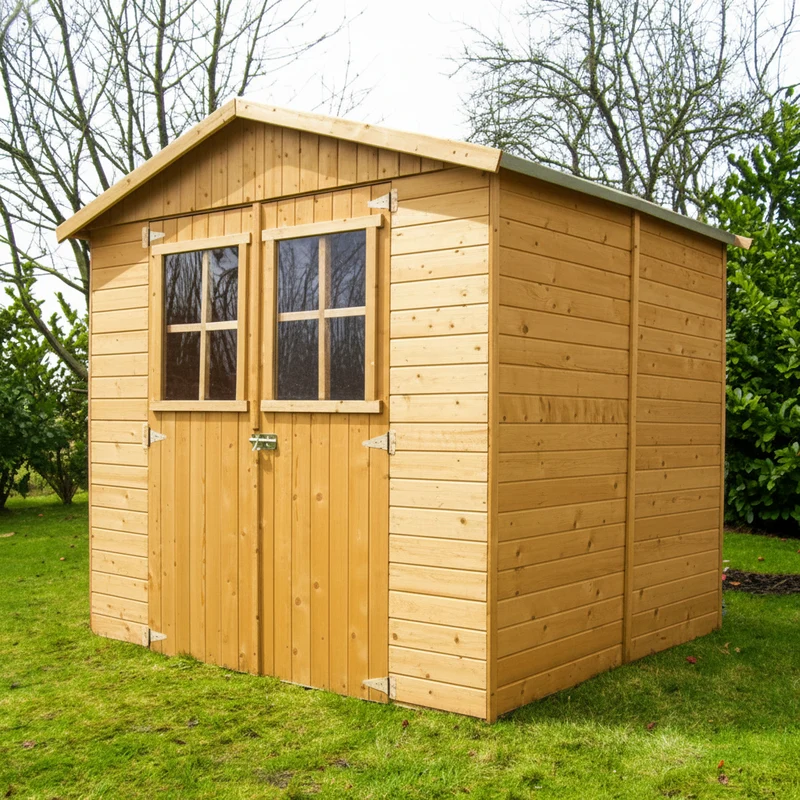 Abri de jardin Elsa - 2, 12 x 1,85 m - traité - avec plancher - sapin du Nord certifié - double-porte avec fenêtres
