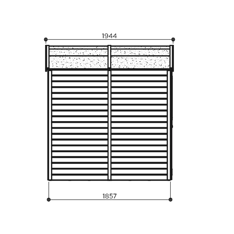Abri de jardin Elsa - 2, 12 x 1,85 m - traité - avec plancher - sapin du Nord certifié - double-porte avec fenêtres