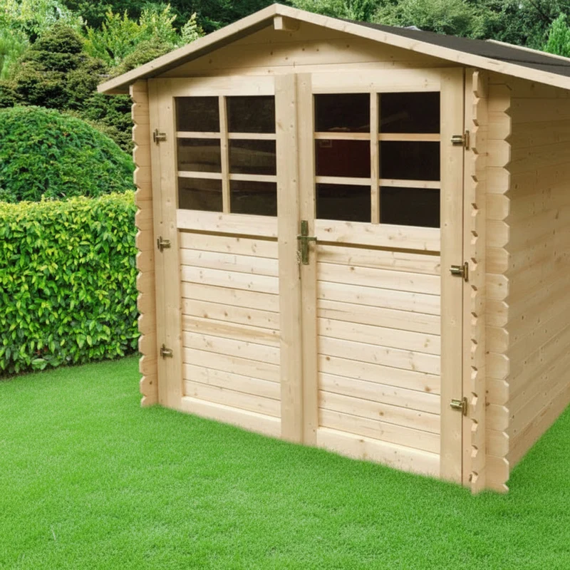 Abri de jardin Morgane - 1,98 x 1,98 m - sapin du Nord certifié - double-porte avec fenêtres