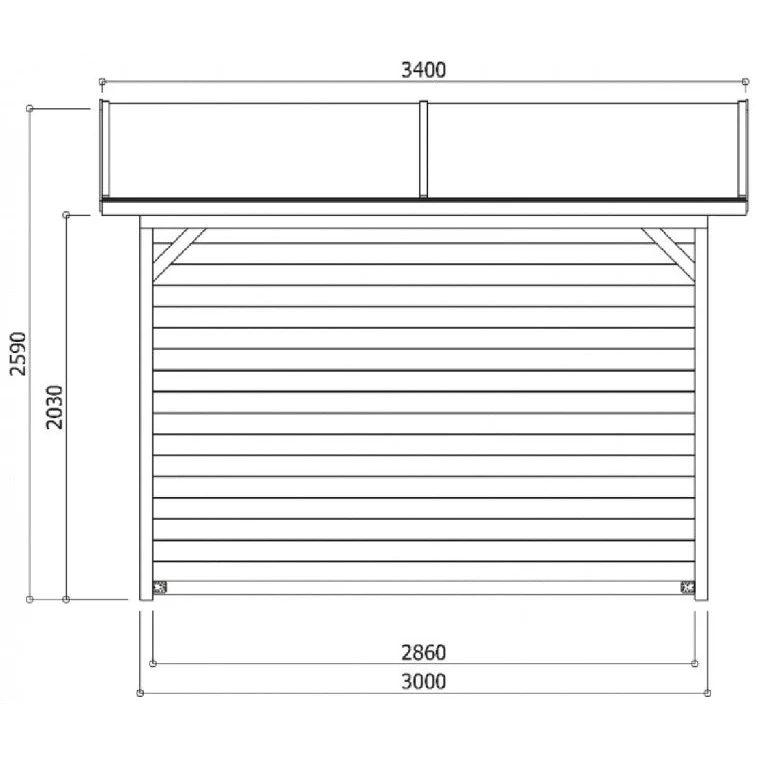 Kiosque de jardin Ronsburg en bois traité – 3,40 x 2,50 m – toit double pente roofing