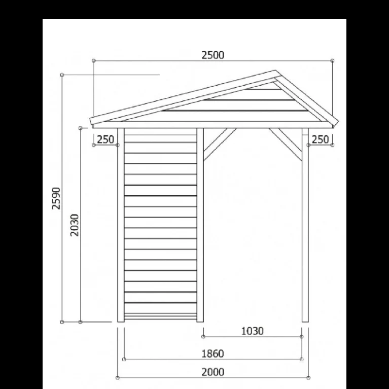 Kiosque de jardin Ronsburg en bois traité – 3,40 x 2,50 m – toit double pente roofing