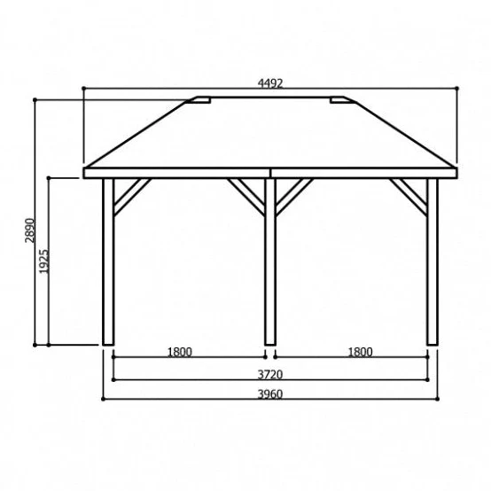 Kiosque de jardin en bois traité – 4,49 x 3,47 m – toit pyramidal shingle noir