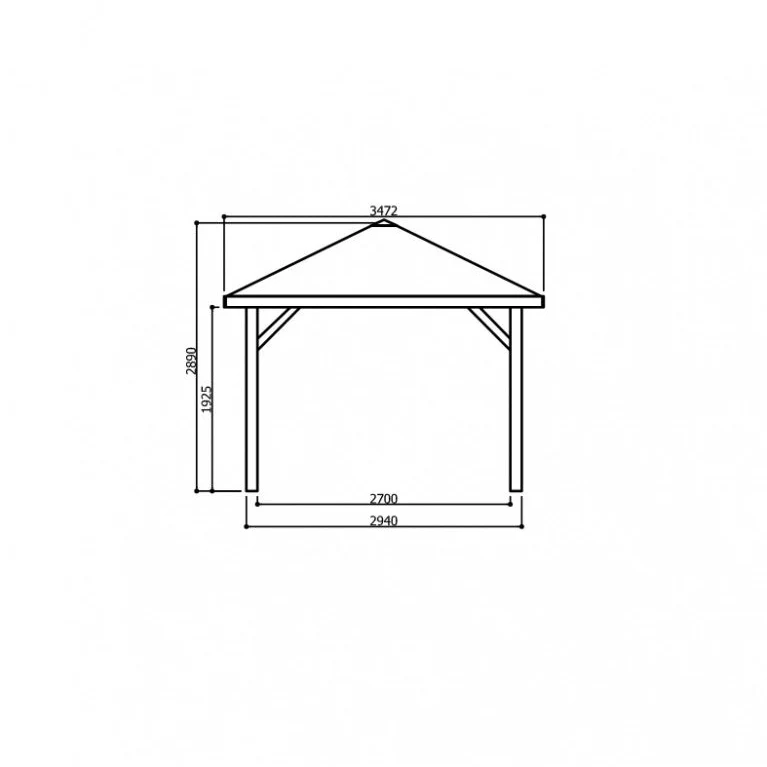Kiosque de jardin en bois traité – 6,29 x 3,47 m – toit pyramidal shingle noir