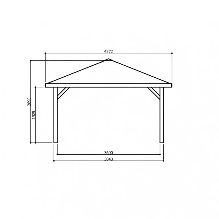 Kiosque de jardin en bois traité – 4,37 x 4,37 m – toit pyramidal shingle noir
