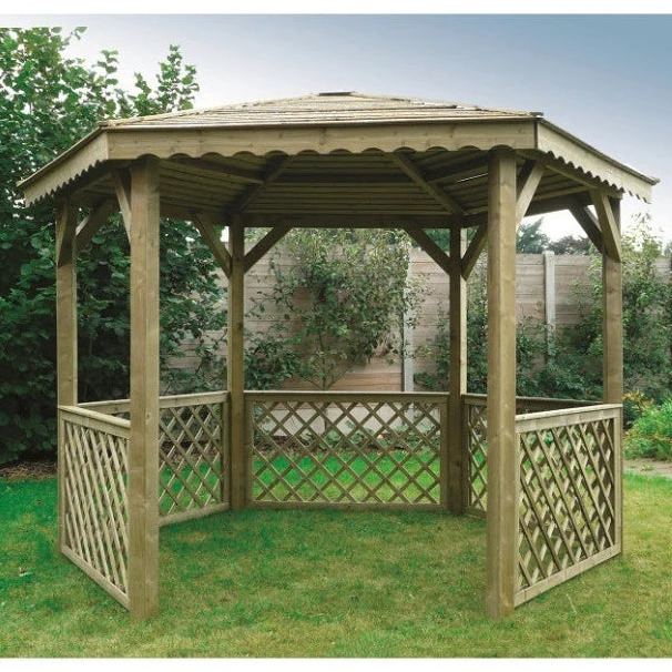 Pavillon de jardin en bois traité – 3,52 x 3,05 m – toit pyramidale