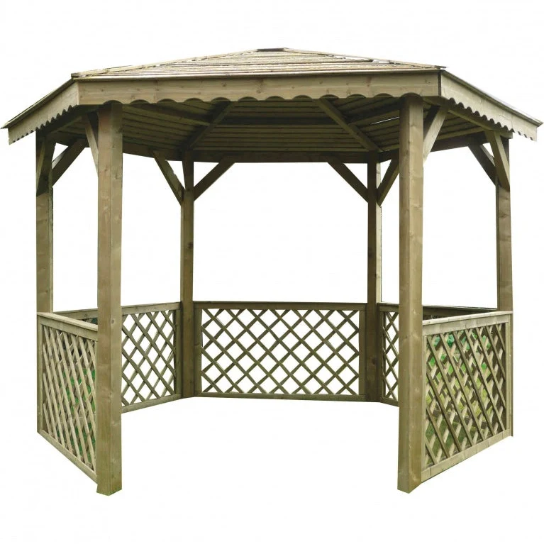 Pavillon de jardin en bois traité – 3,52 x 3,05 m – toit pyramidale