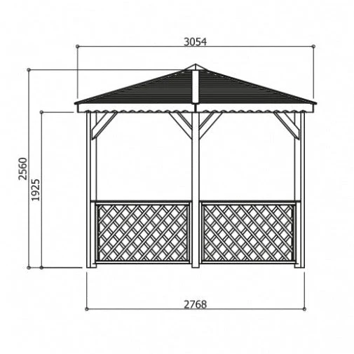 Pavillon de jardin en bois traité – 3,52 x 3,05 m – toit pyramidale