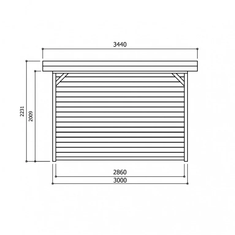 Kiosque de jardin en bois traité Regensburg – 3,44 x 2,59 m – toit plat