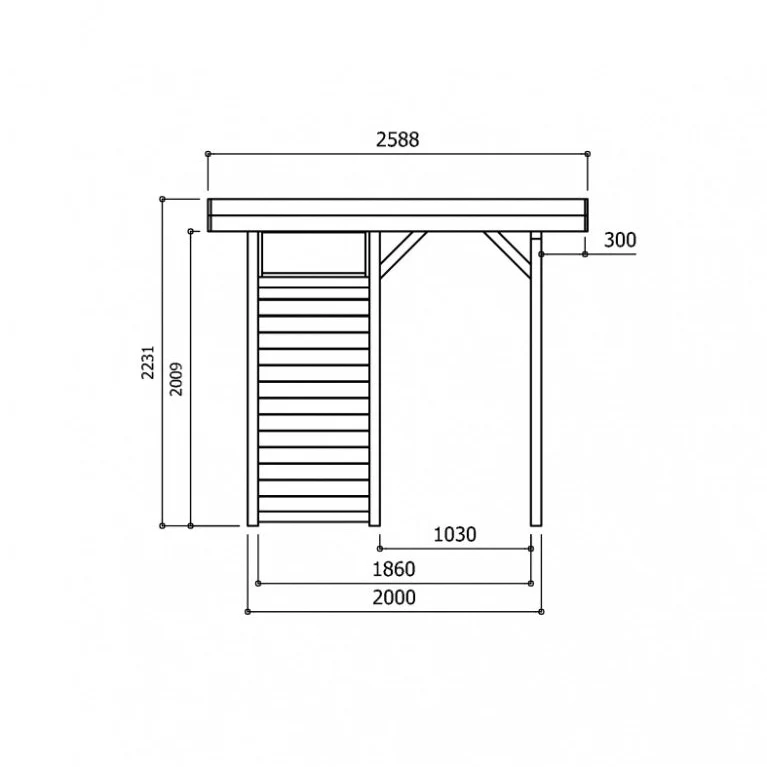 Kiosque de jardin en bois traité Regensburg – 3,44 x 2,59 m – toit plat