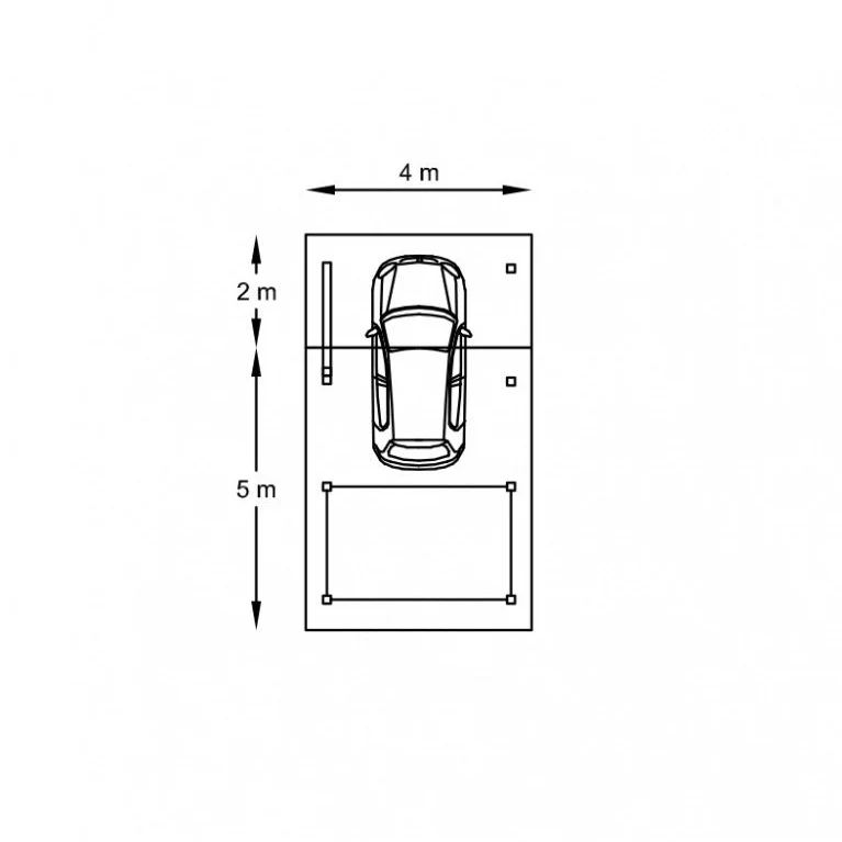 Carport en bois avec abri 4 x 7 m – Sapin du Nord traité – Toit plat métal – Abri voiture et rangement combiné