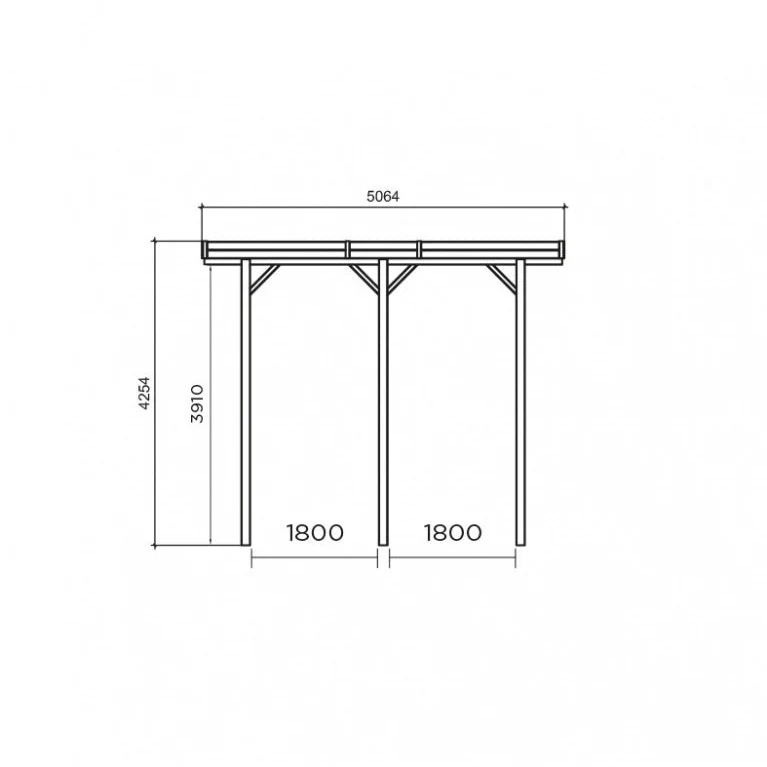 Carport en bois haut 5 x 5 m – Sapin du Nord traité – Idéal camping-car ou fourgon – Toit plat robuste