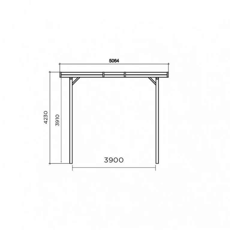 Carport en bois haut 5 x 5 m – Sapin du Nord traité – Idéal camping-car ou fourgon – Toit plat robuste