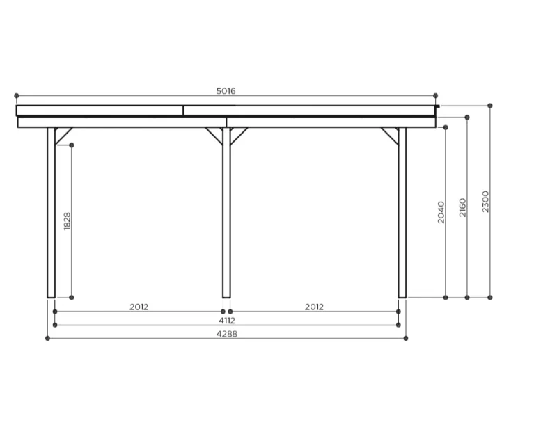 Carport en bois 3 x 5 m – Sapin du Nord traité – Toit plat PVC – Protection toutes saisons