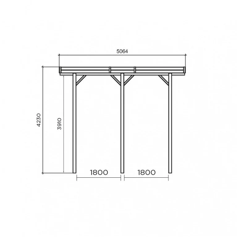 Carport en bois haut 4 x 5 m – Sapin du Nord traité – Idéal camping-car ou fourgon – Toit plat robuste