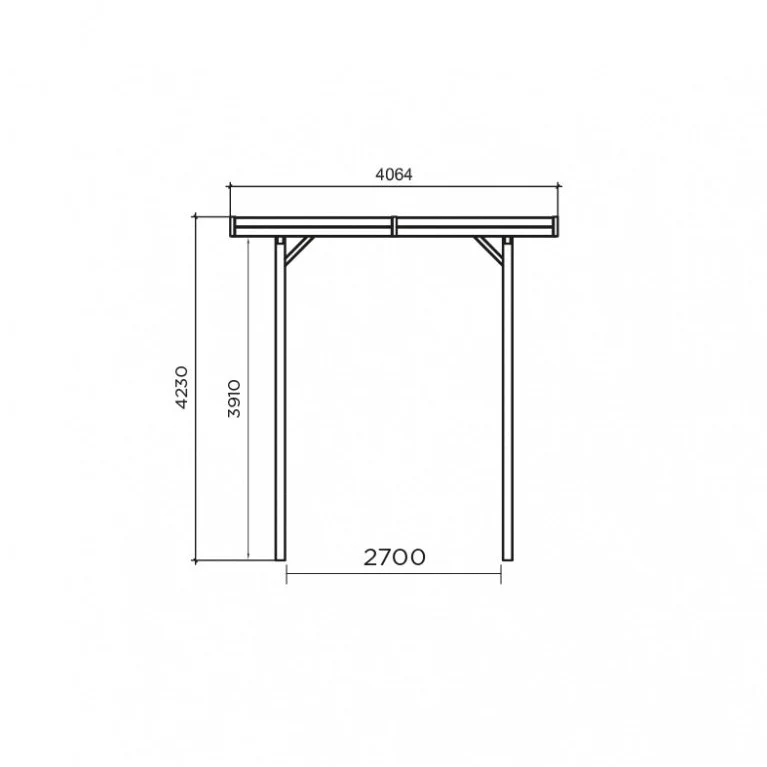 Carport en bois haut 4 x 5 m – Sapin du Nord traité – Idéal camping-car ou fourgon – Toit plat robuste