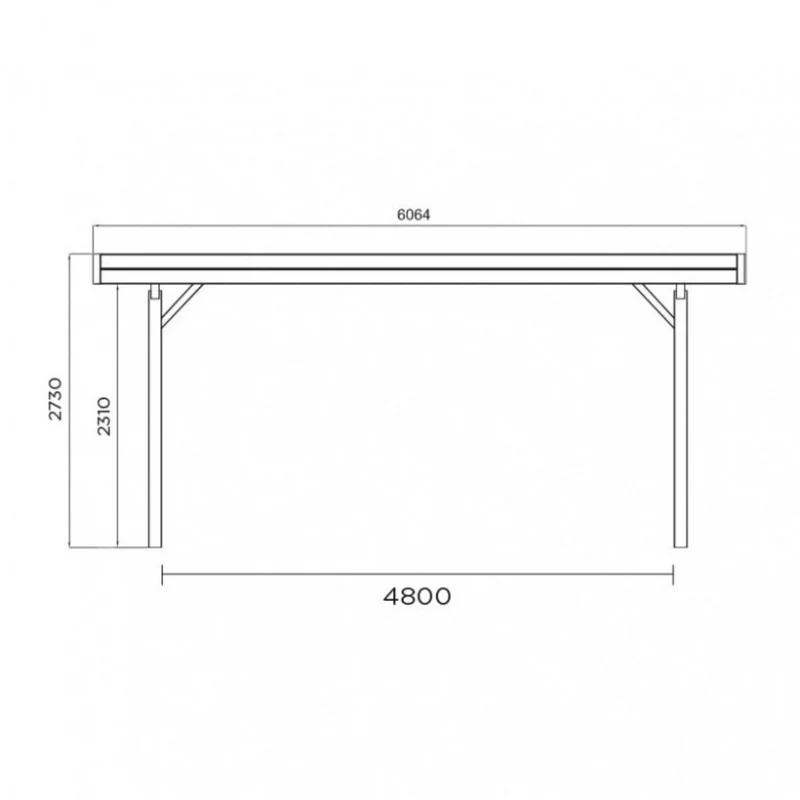 Carport en bois 6 x 5 m – Sapin du Nord traité – Toit plat robuste – Spacieux et durable