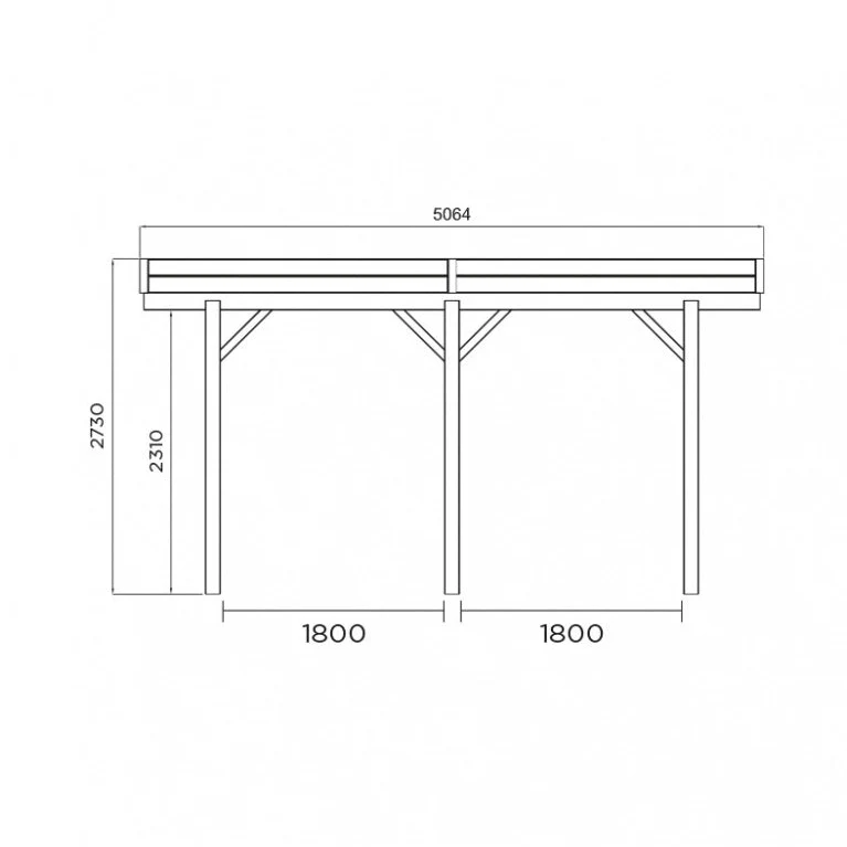 Carport en bois 5 x 5 m – Sapin du Nord traité – Toit plat robuste – Spacieux et durable