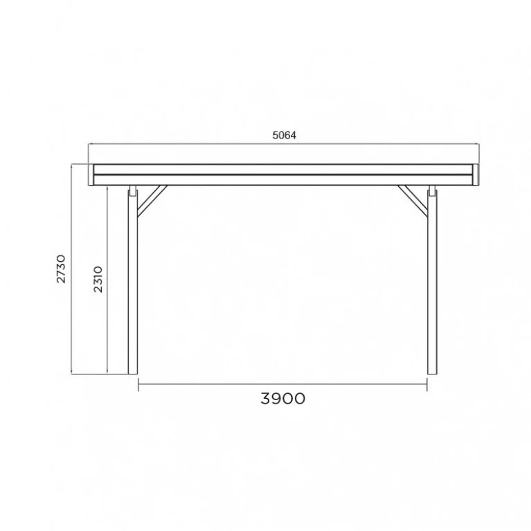 Carport en bois 5 x 5 m – Sapin du Nord traité – Toit plat robuste – Spacieux et durable