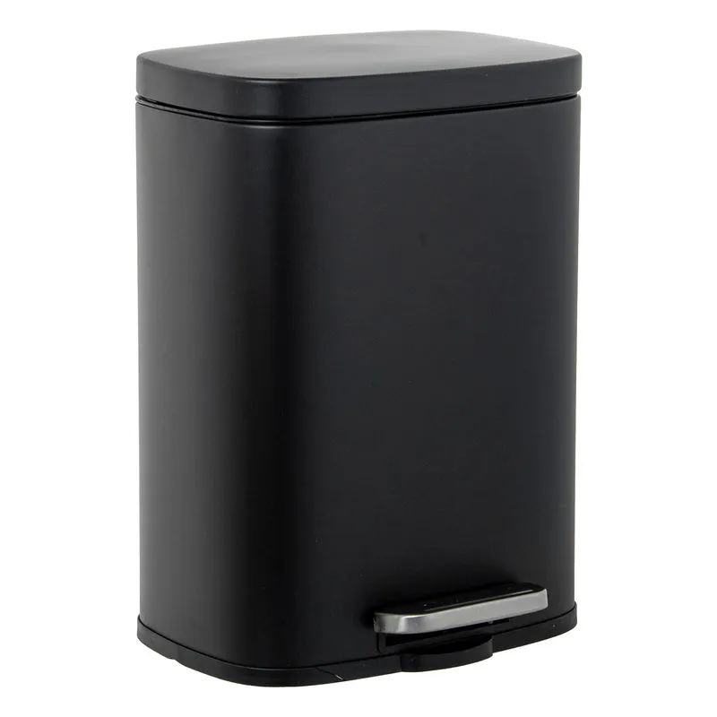Pattumiera in Acciaio Inox con Pedale 12L Nera Peraga Home