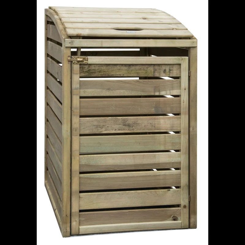 Cache-poubelle simple en bois traité – pin naturel – 0,75 x 0,95 x 1,20 m