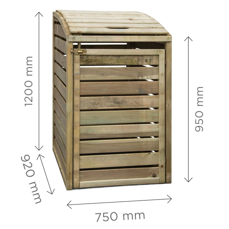 Cache-poubelle simple en bois traité – pin naturel – 0,75 x 0,95 x 1,20 m