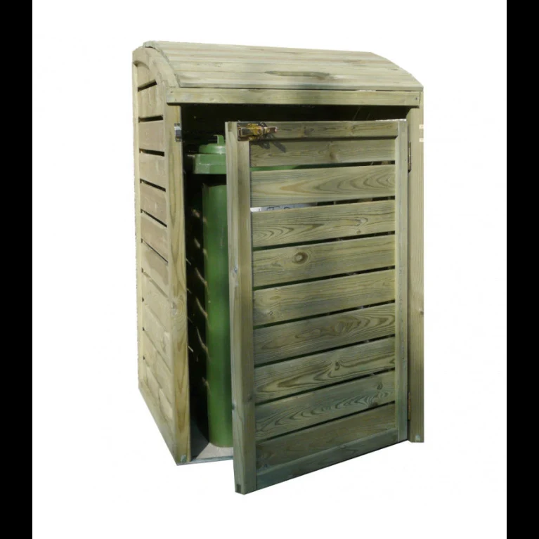 Cache-poubelle simple en bois traité – pin naturel – 0,75 x 0,95 x 1,20 m