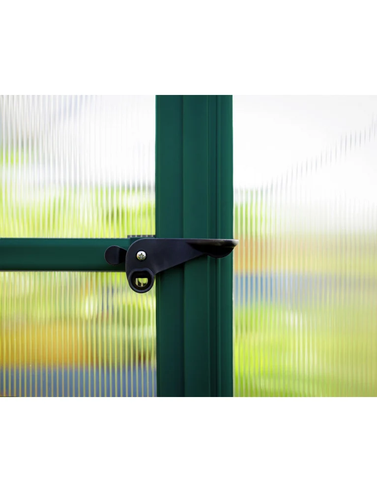 Serre de jardin Mythos 1,85 x 1,85 m verte - aluminium - fenêtre et gouttières