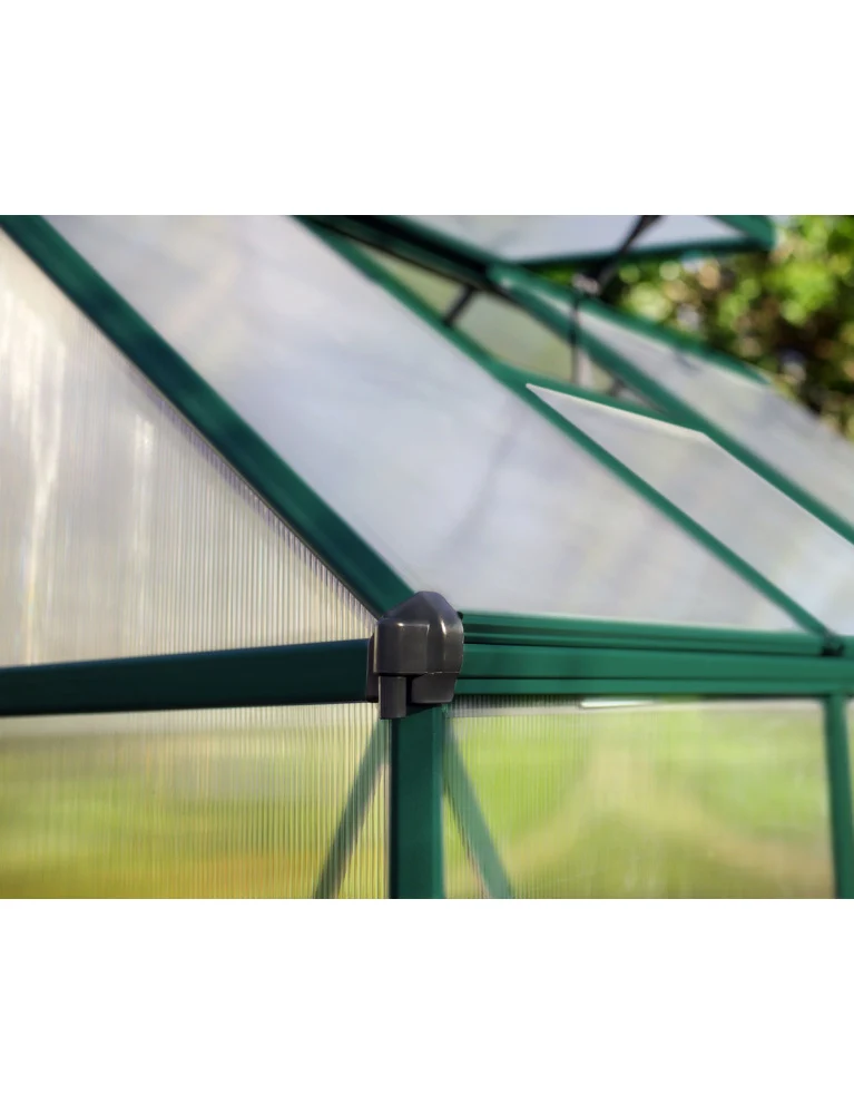 Serre de jardin Mythos 1,85 x 1,85 m verte - aluminium - fenêtre et gouttières